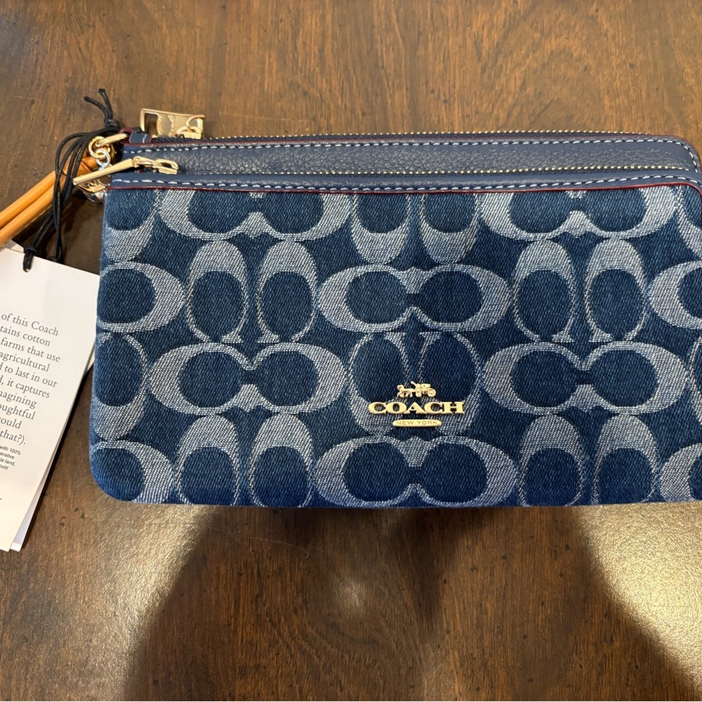 ❌SOLD❌ Coach Denim Double Zip Wristlet